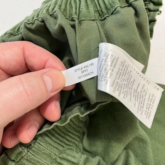 J.Crew Skirt Womens 2 Sage Green Elastic Adjustable Waist Cotton Linen Textured - Picture 7 of 10